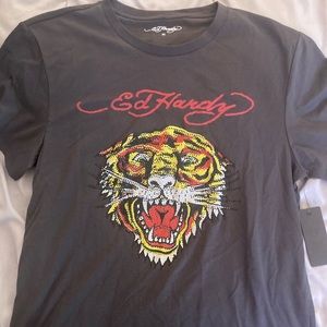 (NEW) Ed Hardy Rhinestone Tiger Tee